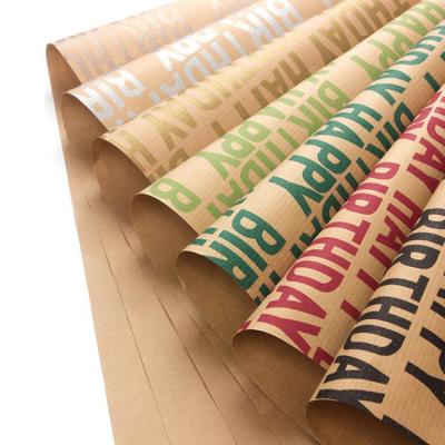 China Recycled Materials Set Brown Folding Kraft Paper Gift Wrapping Paper for sale