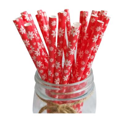 China custom printed 100%biodegradable christmas drinking paper drinking gifts paper drinking straw for sale