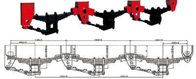 China 2 Axle Truck 9CM Semi Trailer Suspension Tridem Centre 230 1300mm for sale