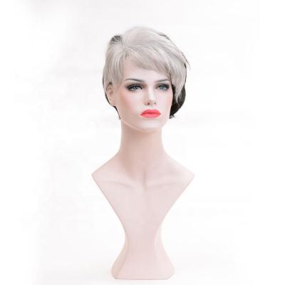 China Black And White Short Straight Hair Wigs Ladies Halloween Heat Resistant Natural Black And White Shop Designs Original Synthetic Wigs for sale