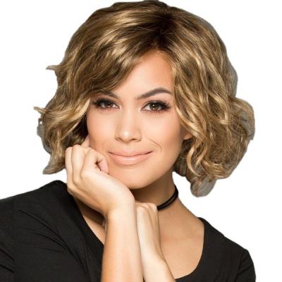 China Wholesale Cheap Short Gold Curly Wig Short Golden Curly Pixie Cut Wigs Dangle Synthetic Wig Hair Wig For Women for sale