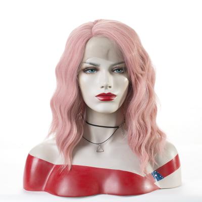 China AiShiLi Water Wave Hair Lace Front Wigs With Pink Heat Resistant Synthetic Hair Wholesale Wig for sale