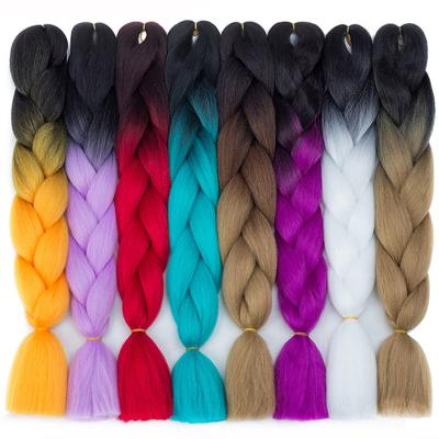 China free sample ombre braiding hair 24inch 100g jumbo braiding hair synthetic hair extension ombre braiding hair crochet pre stretched for sale