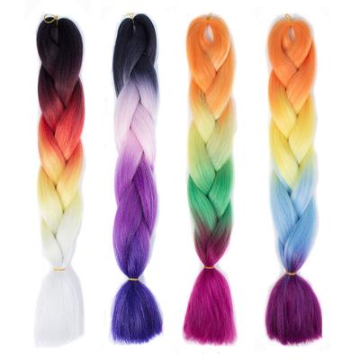 China High Temperature Synthetic Fiber Hair Four-color Elephant Braiding Hair 24inch 100g Crochet Synthetic Braid Hair Extension Hair Wholesale for sale