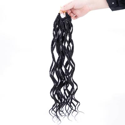 China Synthetic Box Braids Faux Locs Crochet Hair Extensions Wave Crochet Braiding Hair In Extension Synthetic Box Braids for sale