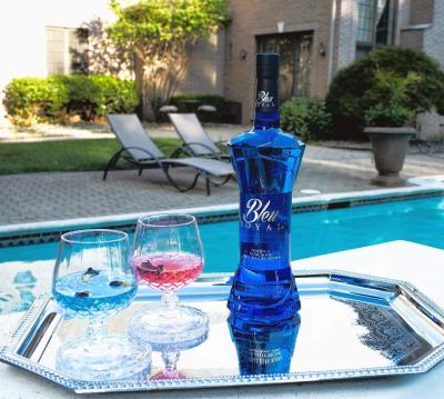 China OEM Tequila Glass Bottle/ Full Blue Coated/ Screen Printing for sale