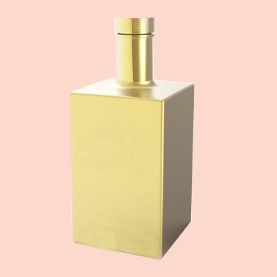 China 0.7L Square Glass Bottle Golden Electroplating 1050g Hot Stamping Golden Foil for sale