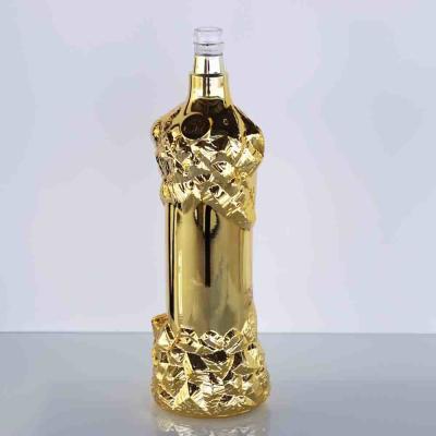 China Os espírito luxuosos de Bourbon da vodca engarrafam Flint Wine Bottle dourado original à venda