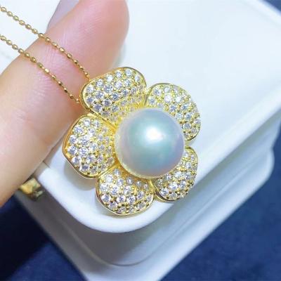 China 1549P 11-12mm Real CLASSIC Natural Freshwater Pearl Necklace With 925 Sterling Silver With Pendant Necklace Gold Plated Merry Christmas for sale