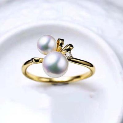 China CLASSIC 4-6mm DIY Pearl Ring 925 Silver Accessories Natural Freshwater Pearl Rings 925 Sterling Silver With Gold Plated Simple Style for sale