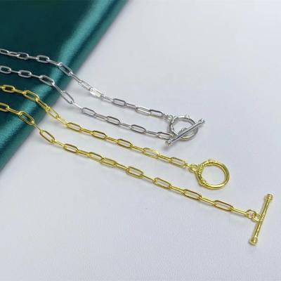 China CLASSIC 43N 43cm About 17inches Length 925 Sterling Silver Manufacturer Chain With Gold Plated Necklace for sale