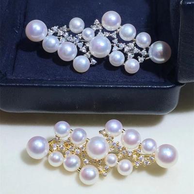 China High Quality Luxury Natural Freshwater ALLOY Women Pearl Brooch White Color Pearl for sale