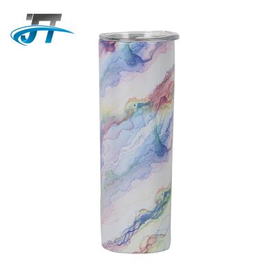 China JUTE Sublimation Blanks 20oz Blanks Sublimation Tumblers PORTABLE Stainless Steel Skinny Double Wall Straight Tumbler With Straw for sale