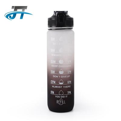 China 2022 Sustainable HOT Portable Plastic Sports Water Drinking Bottle 1L Large Straw Water Bottle Transparent Frosted Cup for sale