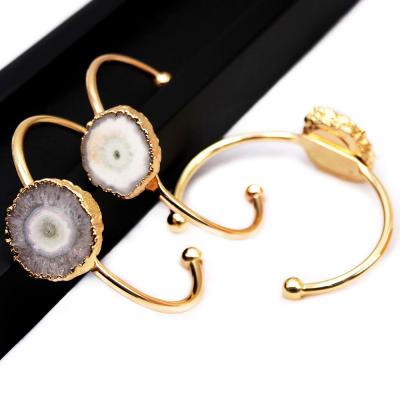 China Sunflower FASHIONABLE Open Adjustable Female Natural Gemstone Jewelry Bangle Fashion Crystal Bracelet for sale