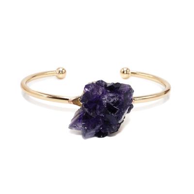 China New Trendy Popular Natural Amethyst Bracelet Bangles Gold Electroplating Bracelets For Women for sale