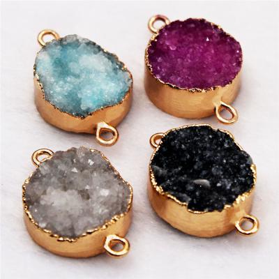 China Fashionable Hot Sale Natural Crystal Hole Pendant Round Double Loop Bracelet Pendant Accessories for sale