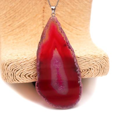 China Wholesale Natural Europe Agate Slice Landscape Piece Necklace Wind Chime Pendant Pendant for sale