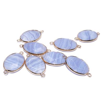 China Wholesale Double Luck Spot Natural Agate Charm Gemstone Joint Pendant Bracelet for sale