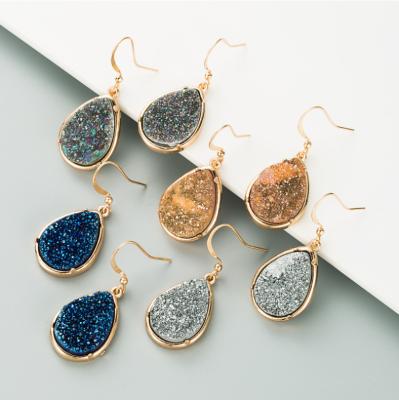 China Customized Fashion Trendy and Popular Natural Stone Crystal Bud Plating Gold Earrings for Women for sale