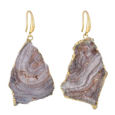 China Natural BOHEMIA Stone Milky Way Drop Earrings For Women Druzy Crystal Quartz Dangle Earrings for sale