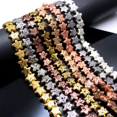 China Fashion Stain Natural Volcanic Rock Colorful Electroplating Five-pointed Star Shaped Beads for sale