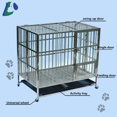 China Breathable Large Stainless Steel Metal Dog Cage Kennel Heavy Duty Dog Cage Large Stainless for sale