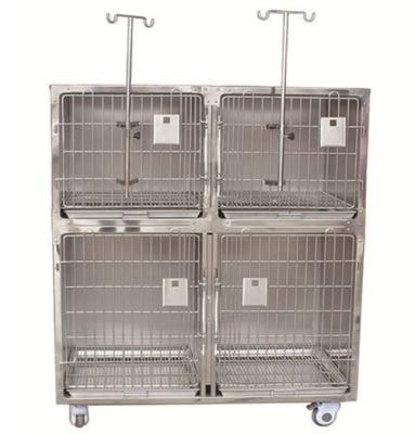 China Breathable High-Grade Stainless Steel Cat And Dog Cage Household Pet Shop Double-Layer Combination Boarding Hospital Infusion Cage for sale