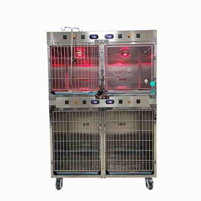 China Breathable Stainless Steel Pet Hospital Cage Heater Lamp Power Oxygen Cabin Cage Infusion Isolation for sale