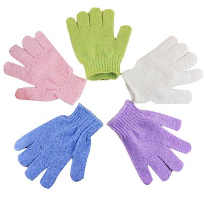 China EXFOLIATING Hot Sale Nylon Five Finger Glove Bath Scrubber Remove Dead Skin Exfoliating Bath Glove for sale