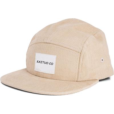 China Wholesale COMMON Flat Brim Camper 5 Panel Embroidery 5 Panel Corduroy Flat Hat Custom Casual Hat For Men for sale