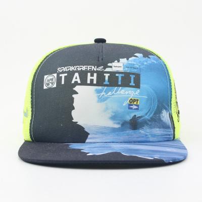 China High Profile Custom Panel Hat Foam Polyester Mesh 5 Panel Printed Trucker Hat Hats for sale