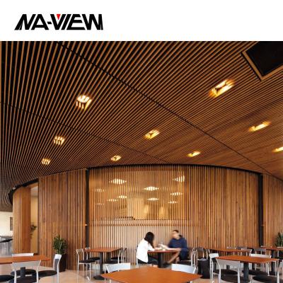 China Artistic Ceilings 2019 Decorative Metal Wood False Ceiling Designs For Lobby for sale