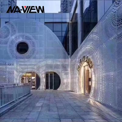 China Custom Exterior Facade Curtain Wall CNC Laser Cut Building Screen Perforated Facade Aluminum Building Panel for sale