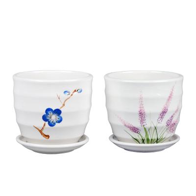 China Cheap Custom Minimalist 3st/box Pattern Size Round Plant Ceramic Flower Pot for sale