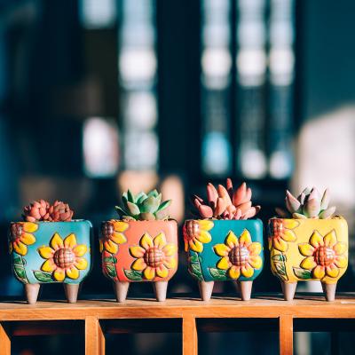 China OEM Contemporary Korean Style Hand Painting Small Ceramic Decorative Flower Pots For Home for sale