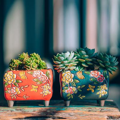 China Minimalist OEM Korean Style Ceramic Flower Pots Mini And Hand Painted Succulent Flower Pots Bulk Planters Wholesale Cheap Flower Pots for sale