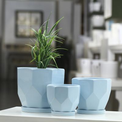 China Beautiful Contemporary Geometric Ceramic Planter Planter Novelty Flowerpot Decoration Ceramic Flower Pot For Living Room Succulent for sale