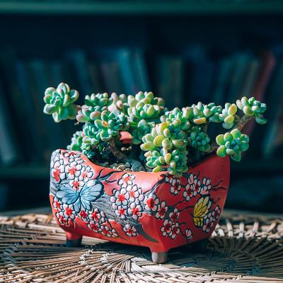 China OEM Contemporary Ceramic Succulent Pot Korean Style Indoor Flowerpot Restoring Ancient Ways Ceramic Pot Garden for sale