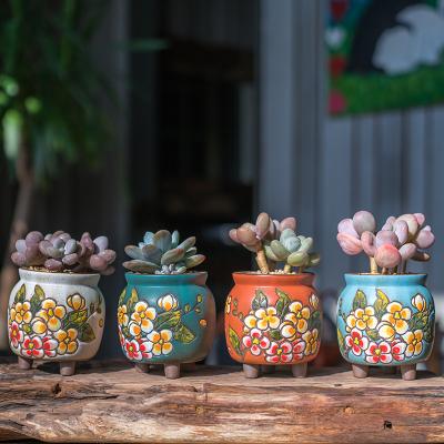 China OEM Contemporary Korean Cheap Pots Flower Pot Plant Pot Ceramic Succulent Color Hand Painted for sale