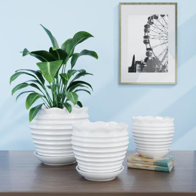 China Traditional Potted Plants Custom Printed Indoor Decorative Modern Marble Popular Ceramic Flower Pot for sale