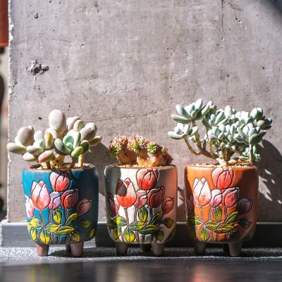 China Office Gift Mini Ceramic Flower Pot Cute Small Cartoon Planter Cacti Bonsai Plants Cactus Pot Contemporary Succulent Garden OEM Balcony Decor Desktop Gift for sale