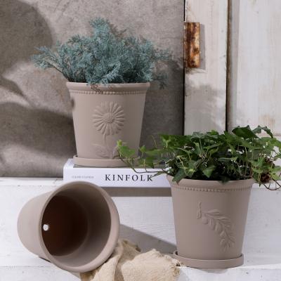 China Contemporary Wholesale Flowerpot Terracotta Ceramic Pot OEM Style Relief Pot Planter Nordic Terracotta for sale