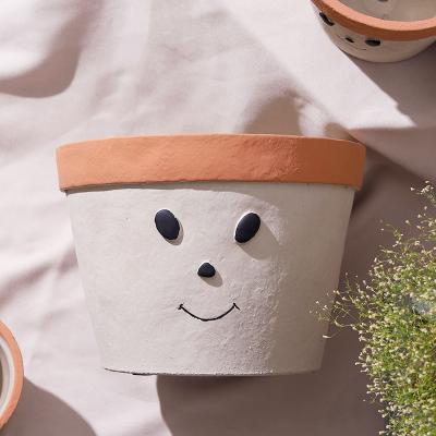 China Creative cute outdoor minimalist OEM flower face pot and planter ceram pots for plants face mini flower pot for sale