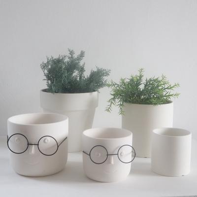 China 2022 Mini Color Plant Pot Minimalist Design Succulents Pure White Female Head Plant Pot Outdoor Plantings Garden Cheap Flower Pot for sale