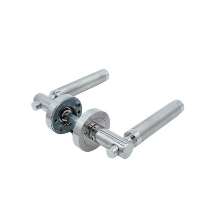 China Modern Interior Luxury Modern Chrome Brush Stainless Steel Door Lock Lever Handle Set Modern Modern Key Hole Cylinder for sale