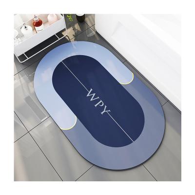 China Sustainable Water Absorbent Bathroom Cover Set Rubber Door Mats Diatom Mud Floor Mat Kitchen Carpet Anti Slip Diatomite Bath Mat for sale