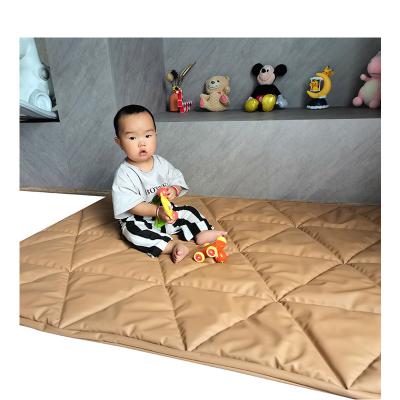 China Washable Natural Latex OEKO-TEX Certificated Quilted Coverall Cushion Baby Play Mat Bedside Cover 2 in 1 Padded Thick Camel for sale