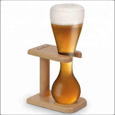 China Display/Decoration Natural Oak Wood Material Half Yard Beer Glass Rack Holder for sale