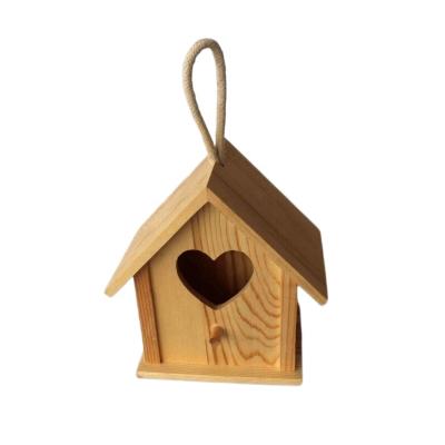 China Small Sustainable Wooden Bird House Outdoor And Garden Hanging Cheap Wooden Bird Cage for sale